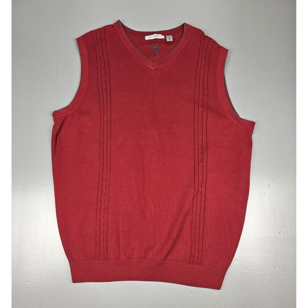 Cypress Links Sweater Vest Men 2XT Tall Sleeveless‎ V Neck Knit Red Cotton